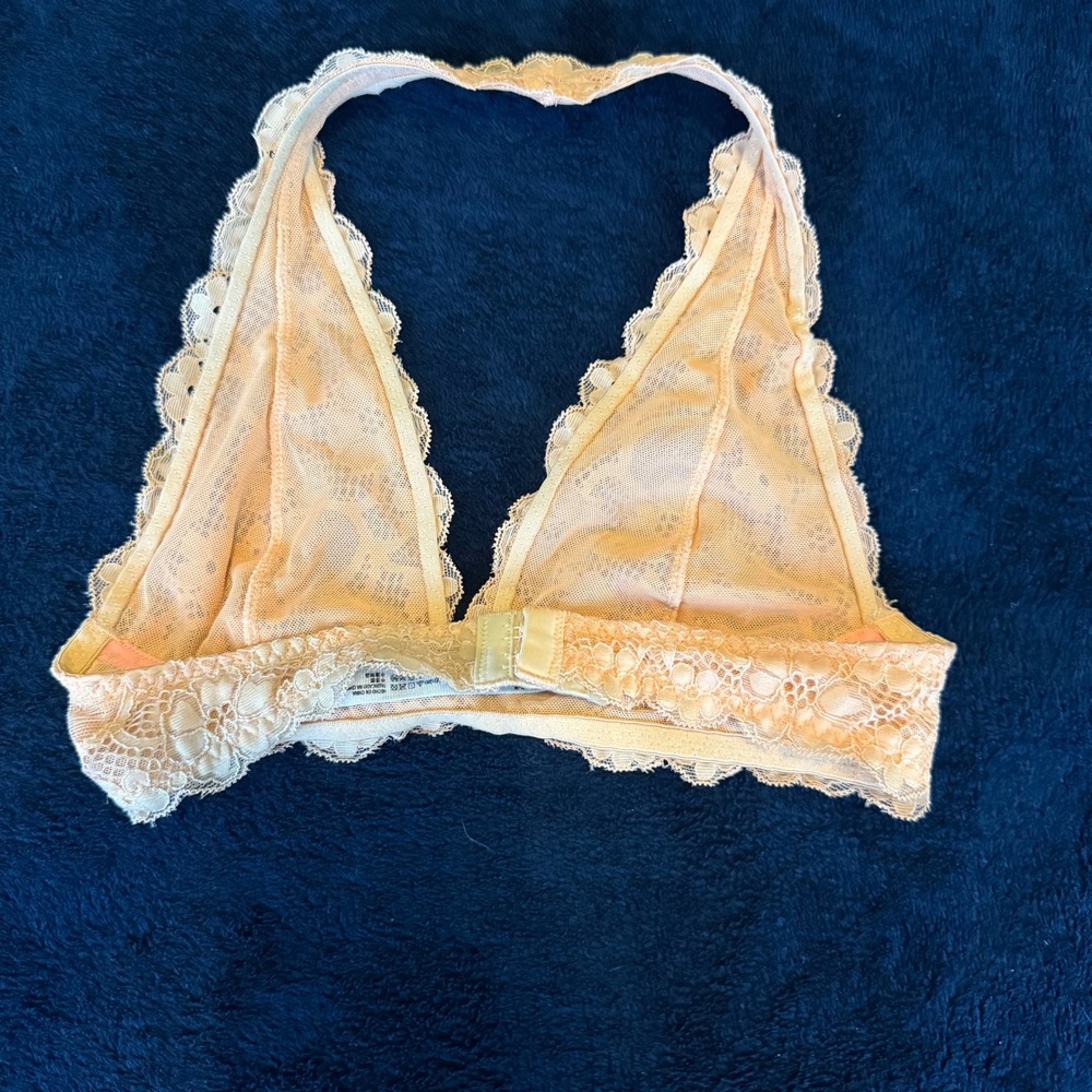 Free People Intimately Lace Halter Bralette Bundle 3 Pack‎ Blue Cream Orange XS - Picture 3 of 11